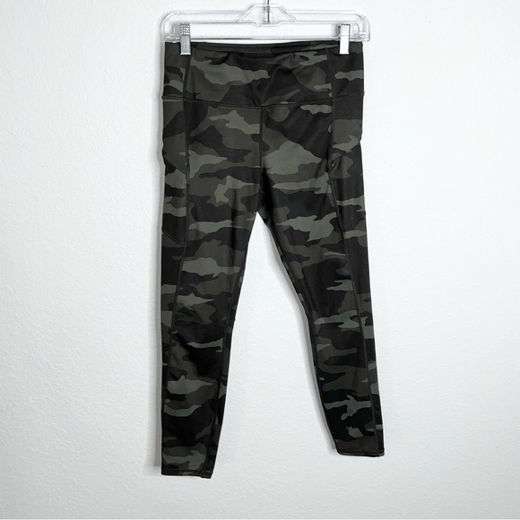 Athleta Leggings Women Small Camo Contender Tight Green Athletic Pockets P - Picture 1 of 8